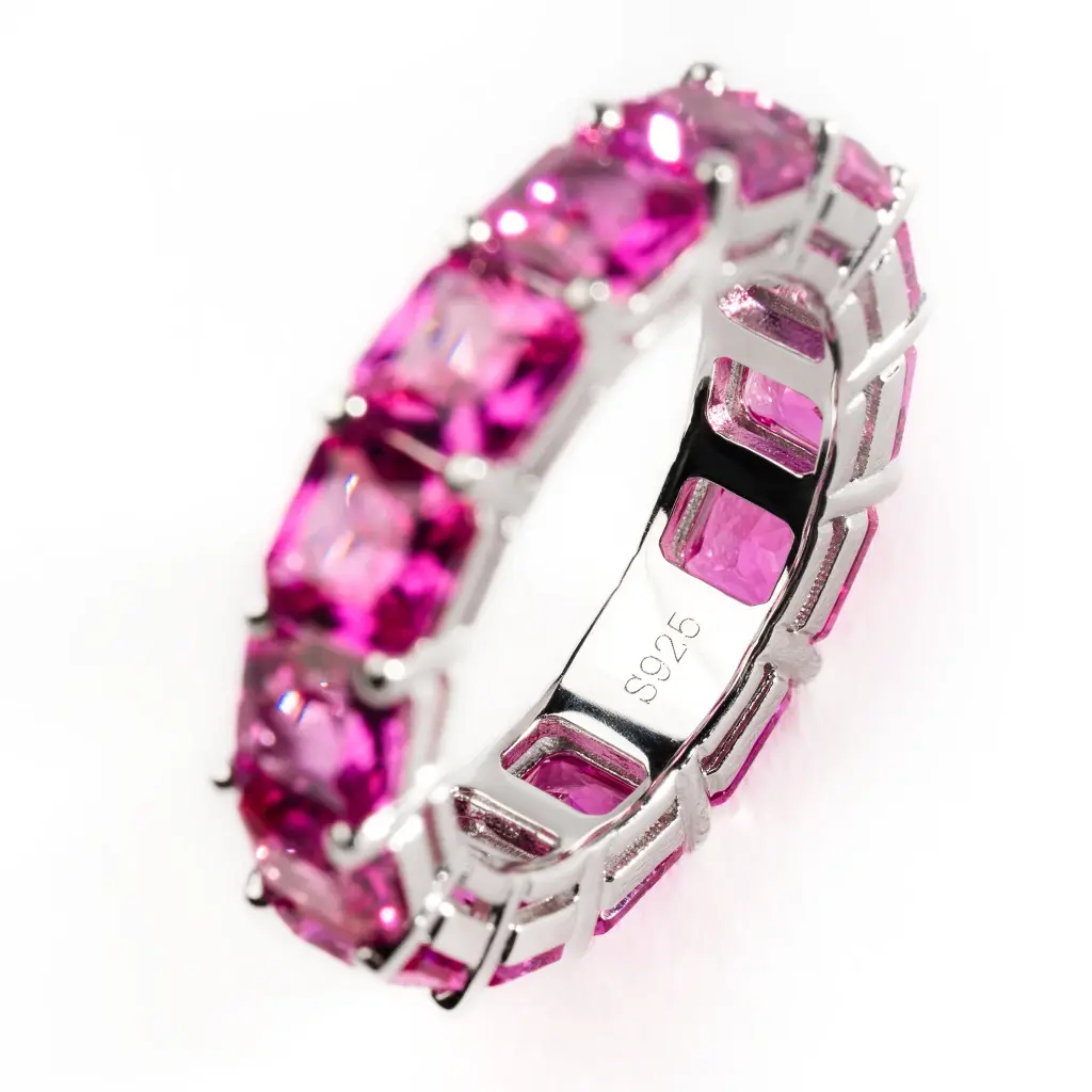 Tennis ring with pink gemstones - POISON