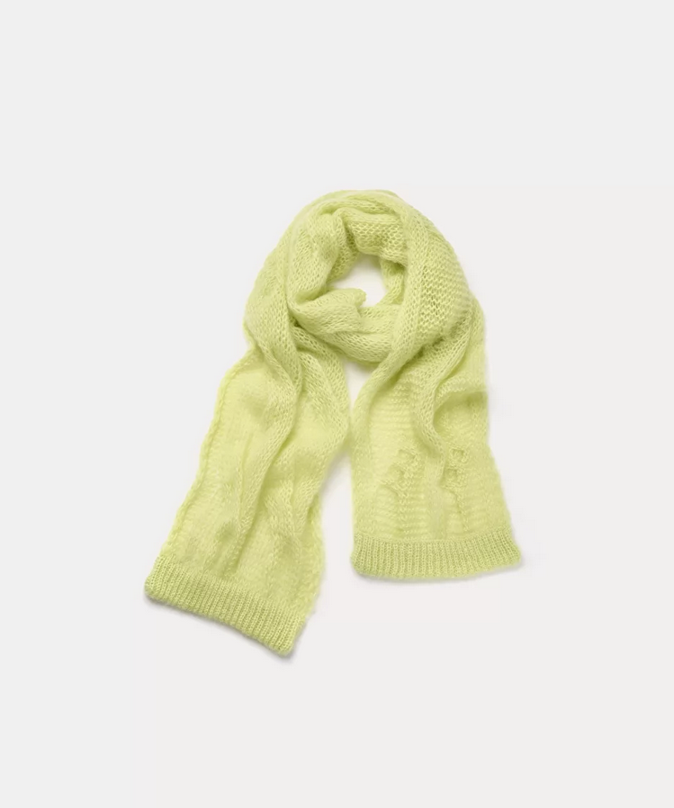 [12952_my scarf] FORTE FORTE - Mohair Scarf with Cable Stitch Zest