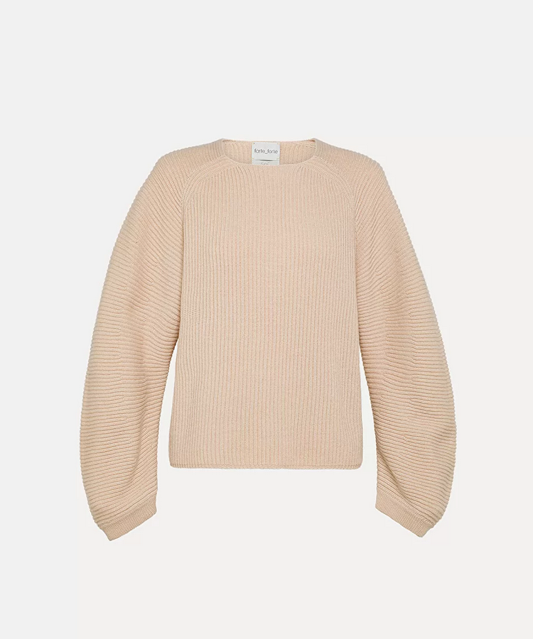 [12936_my knit] FORTE FORTE - Cashmere wool ribbed half moon sweater 