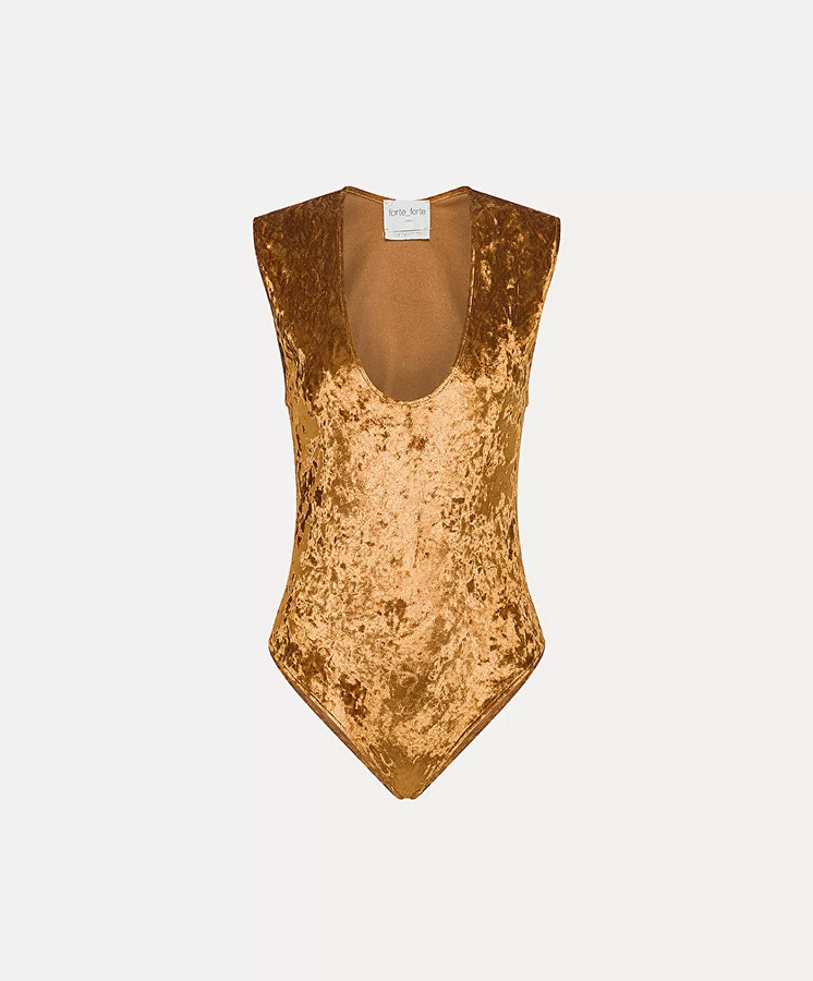 FORTE FORTE - Sleeveless Bodysuit in Shimmering Stretch Velvet