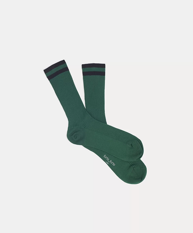 [12998_my socks malachite] FORTE FORTE - Cotton Socks with Striped details Malachite