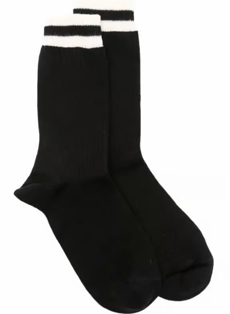 [12998_my socks black] FORTE FORTE - Cotton Socks with Striped details Black