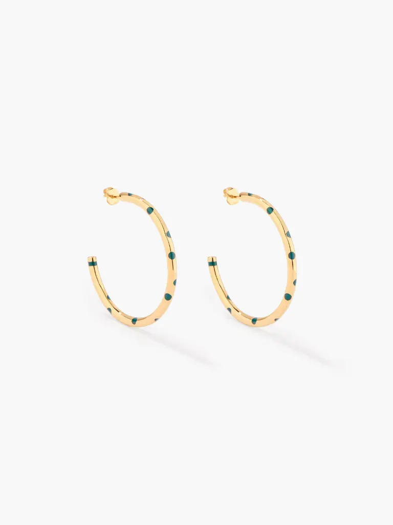 [FW24BO05 MG] AURELIE BIDERMANN - POSITANO Emerald Hoops Earrings