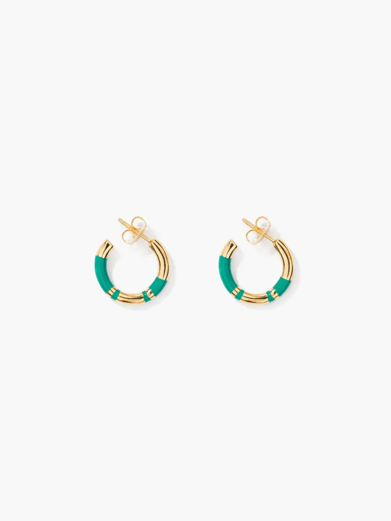 [SS17BO21 MG] AURELIE BIDERMANN - POSITANO Emerald Mini Hoops Earrings