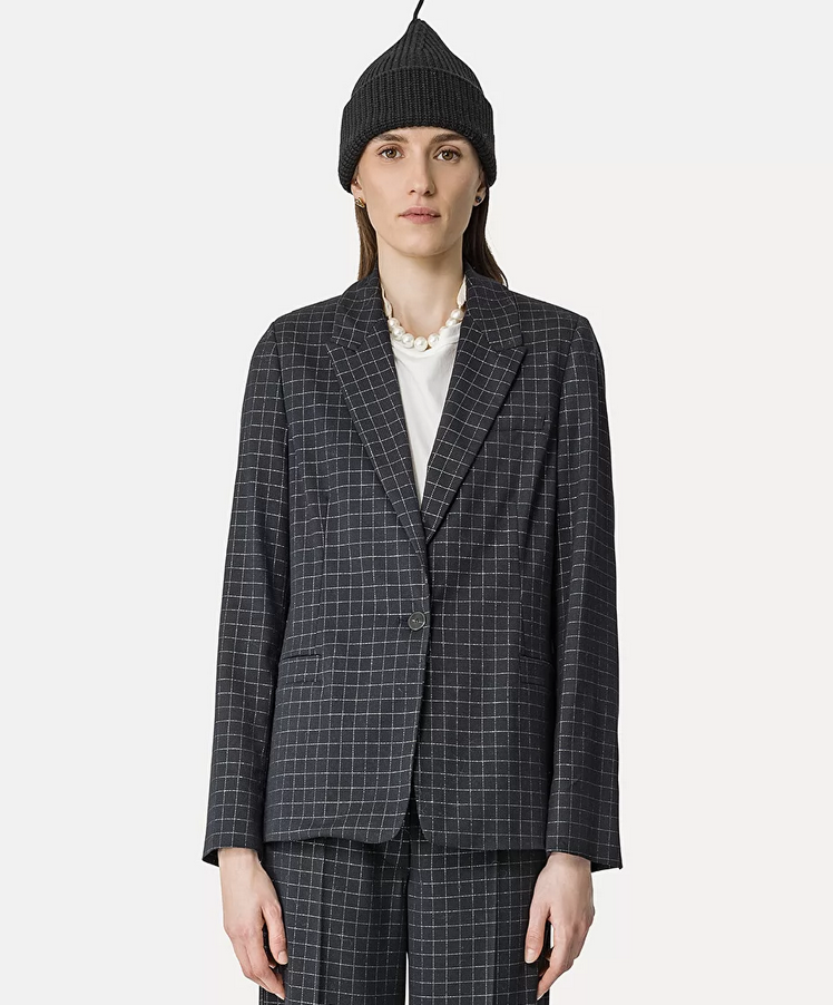 FORTE FORTE - Boxy Jacket in Silver–Check Batavia