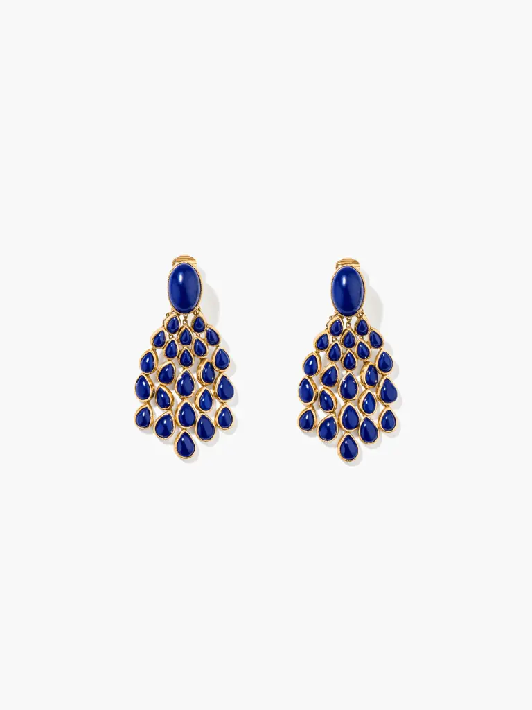 [CHKBO021LLMG] AURELIE BIDERMANN - CHEROKEE Clip lapis lazuli earrings