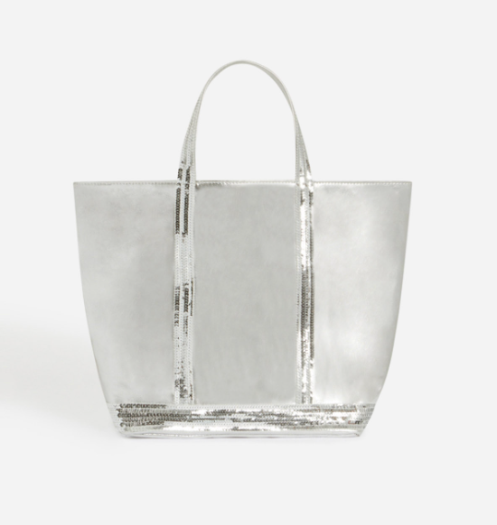 [4HVD30-V40413] VANESSA BRUNO - Cabas Tote M Silver Leather 