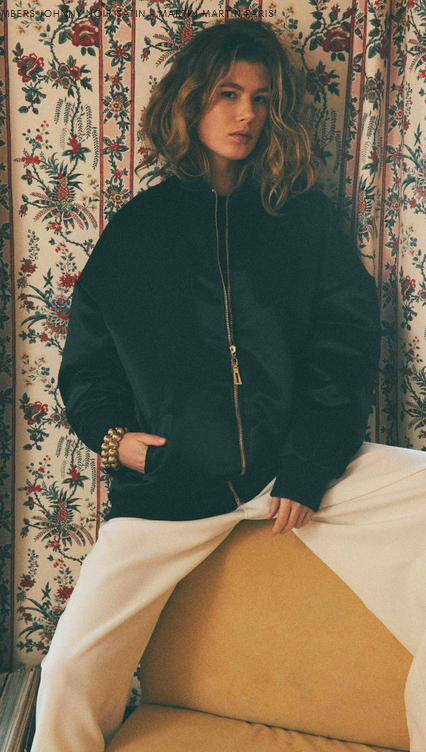 [FW24BJNS001] MARTIN MARTIN - JOHNNY black satin bombers