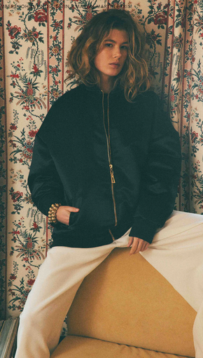 [FW24BJNS001] MARTIN MARTIN - JOHNNY black satin bombers