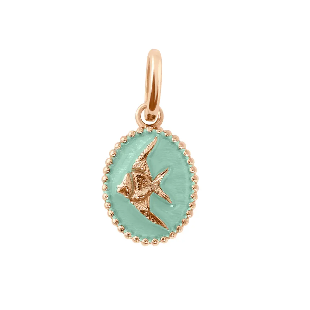 [B5PO002R17] GIGI CLOZEAU - Angelfish Pendant 18ct Rose Gold JADE Colour