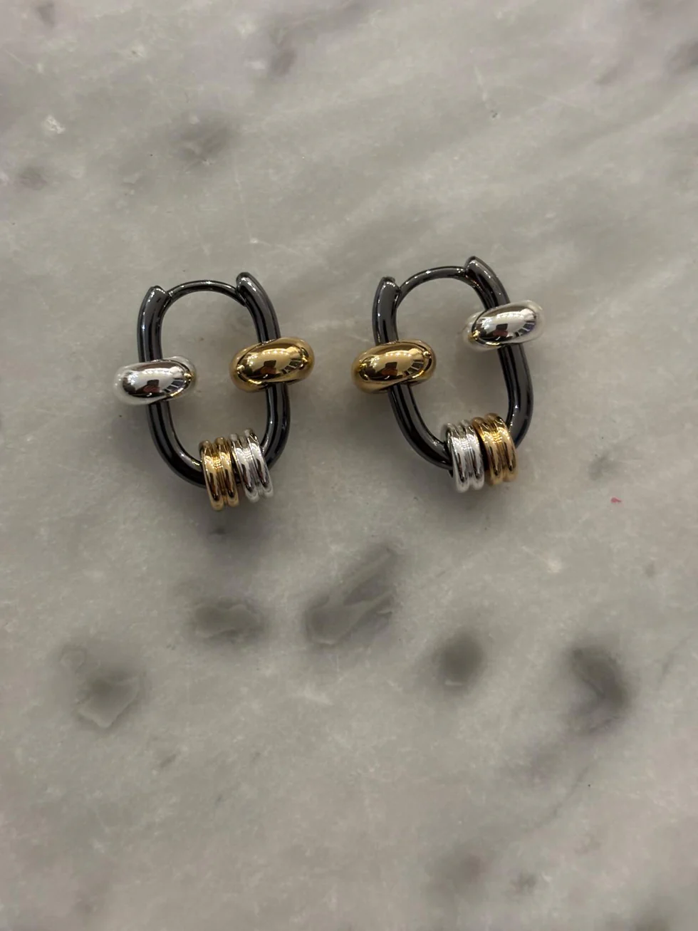 [SAO266] Earrings Galaxy Black Silver & Gold - SAONA