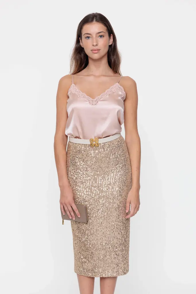 VANNINA VESPERINI - Sequin Long Skirt Gold