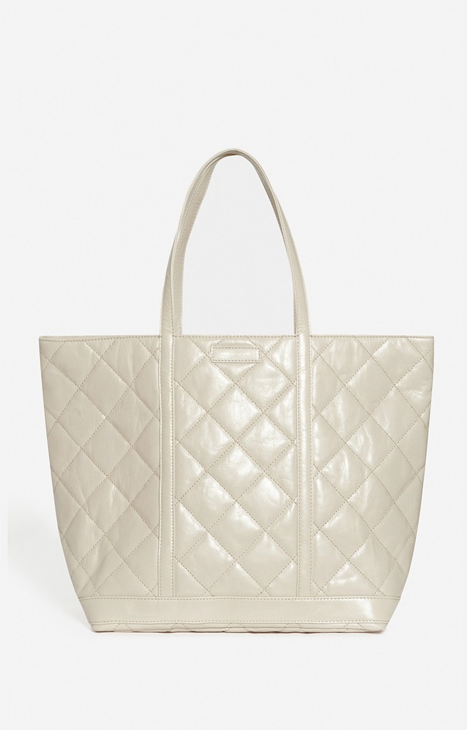 [2EVD84-V40378 018] VANESSA BRUNO - Quilted Leather M Cabas Tote Sand 