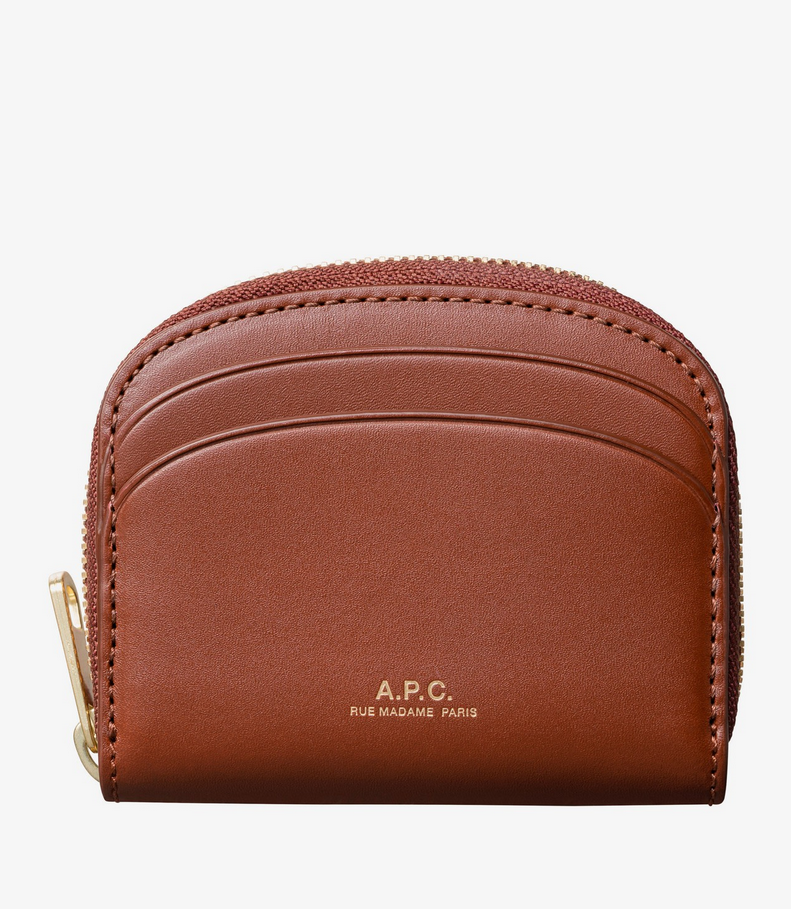 [PXAWV-F63437] A.P.C. - Demi-Lune Mini Compact Wallet Brown