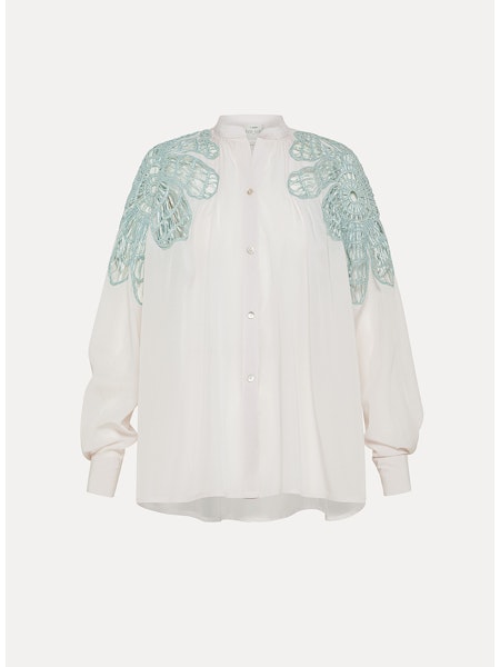 [13888_my shirt] FORTE FORTE - Bohemian shirt with inlay detailing