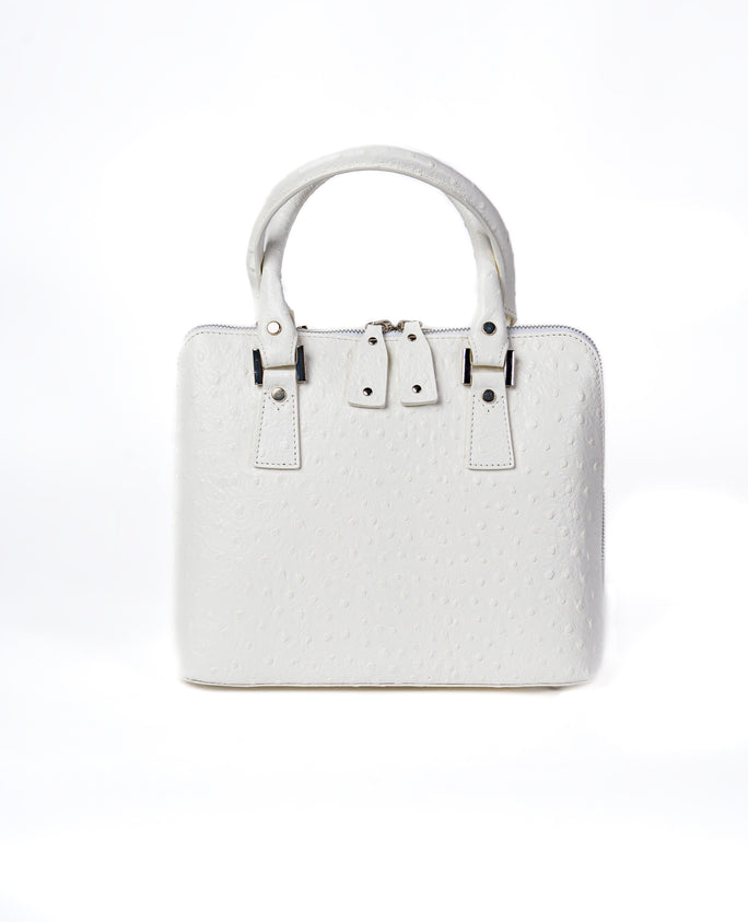 Bugatti Leather Bag Ostrich Effect White - BIDINIS BAGS