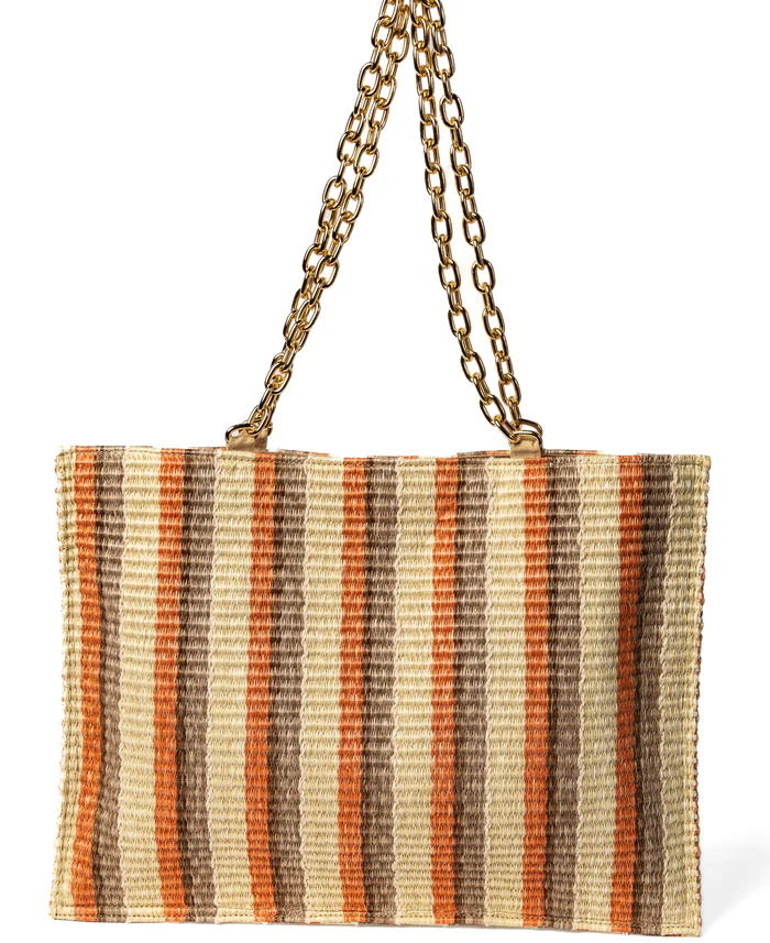 Piccarda Stripes Coral with Chain - BIDINIS BAGS