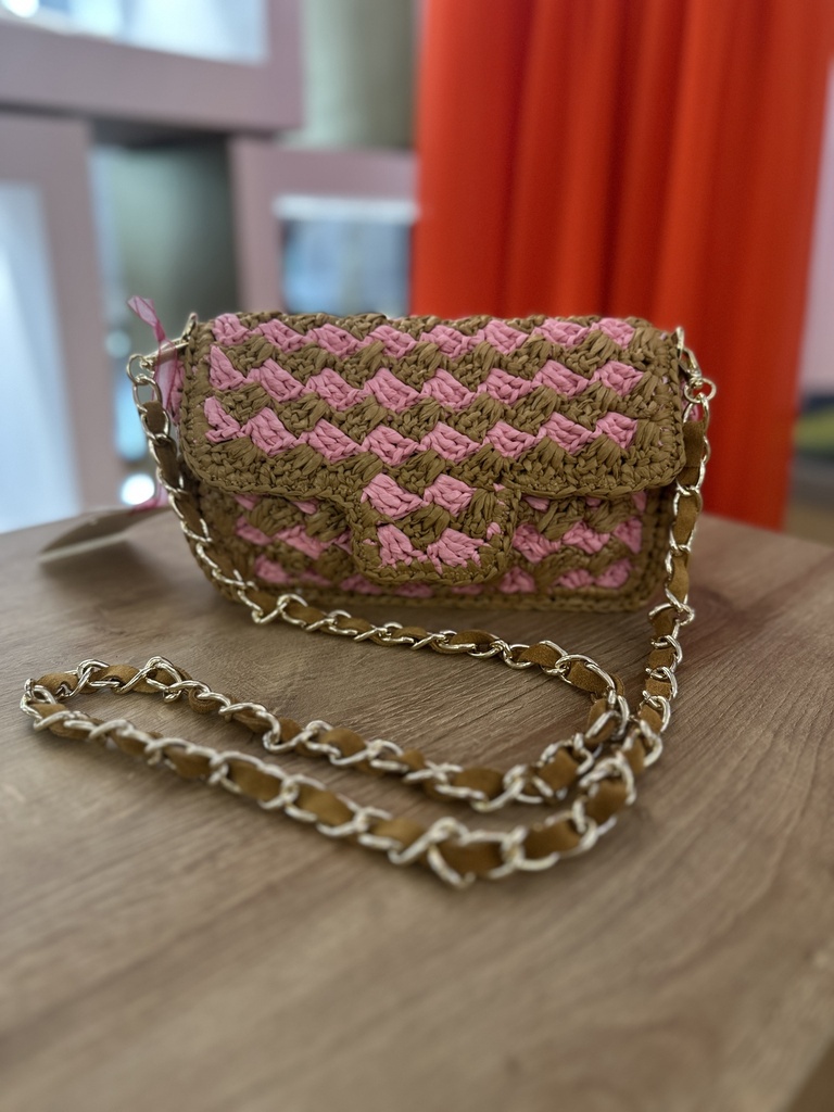 Lucrezia Bicolored Tan/Pink - BIDINIS BAGS