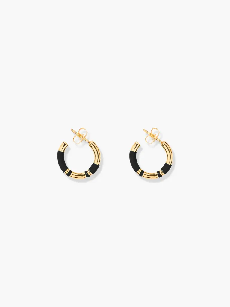 [POSBO01C2 MG PM] AURELIE BIDERMANN - POSITANO Black Mini hoop earrings