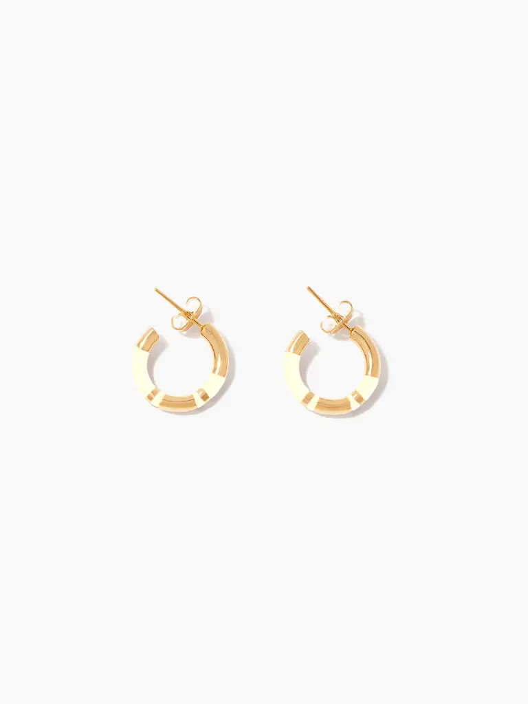 [SS19BO18 MG PM] AURELIE BIDERMANN - POSITANO Ivory Mini hoop earrings