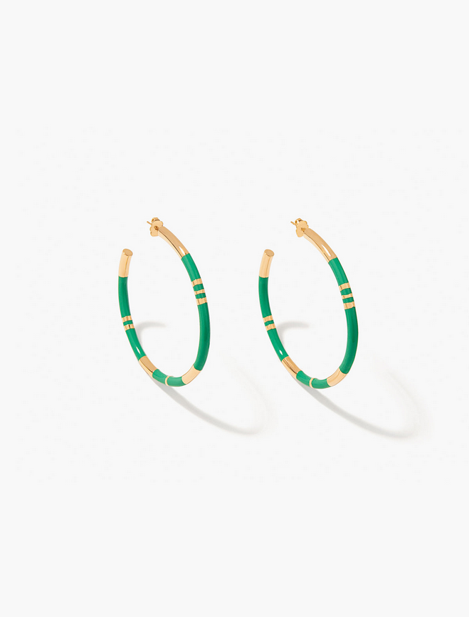 [FW19BO21E MG] AURELIE BIDERMANN - POSITANO Emerald Earrings GM