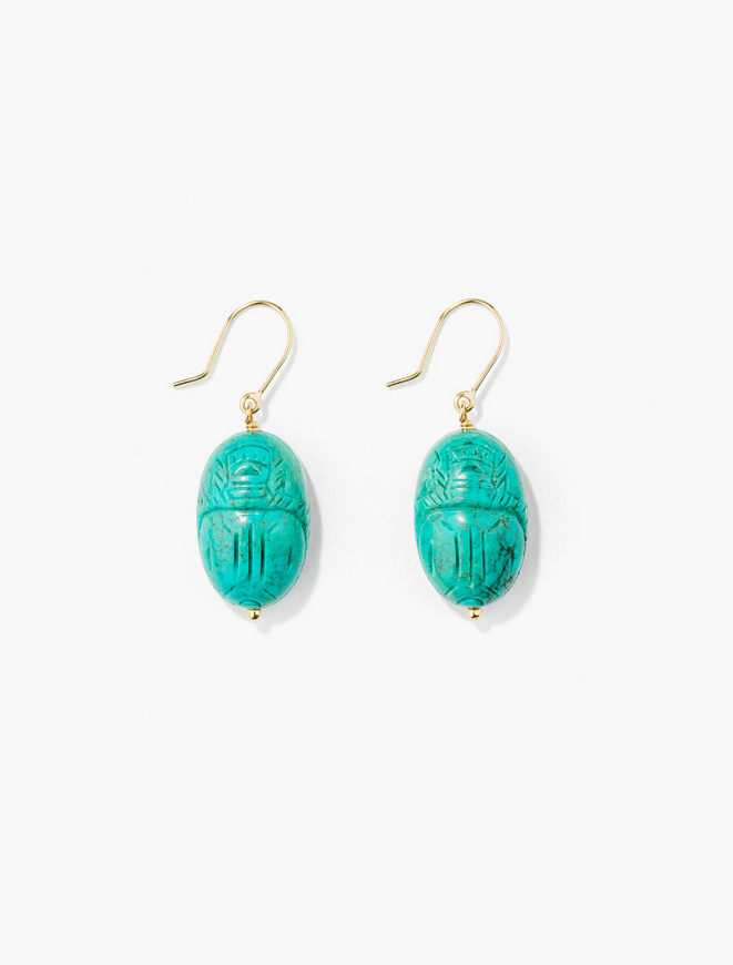 [SCABO03TU YG MM] AURELIE BIDERMANN - SCARAB Turquoise Earrings 