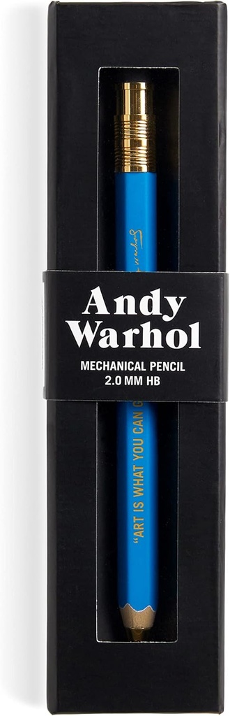 Galison Andy Warhol Philosophy – Mechanical Pencil Featuring Famous Andy Warhol Quote With Gold Lettering and Refillable Lead and Eraser