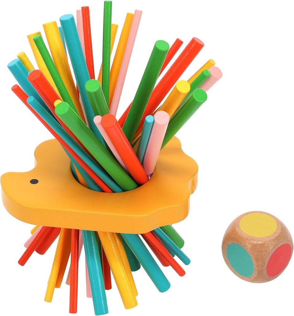 Petit Collage: Hedgehog Prickly Sticks | Wooden Pick-Up Sticks Game | Match The Color and Carefully Remove The Stick | Don't Let The Hedgehog Drop