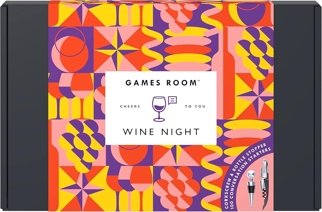 Wine Night Gift Set | Includes Corkscrew, Bottle Stopper, and 100 Conversation Cards
