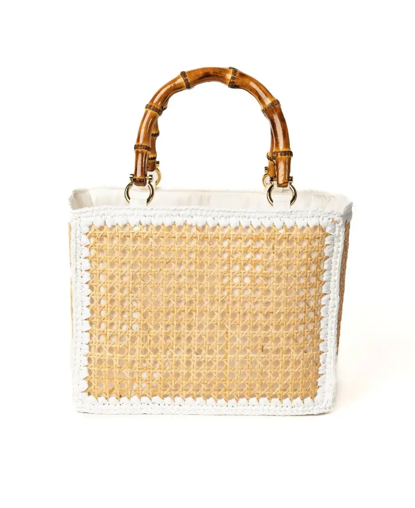 Event BIDINIS TOTE RATTAN+CROCHET WHITE TRIM