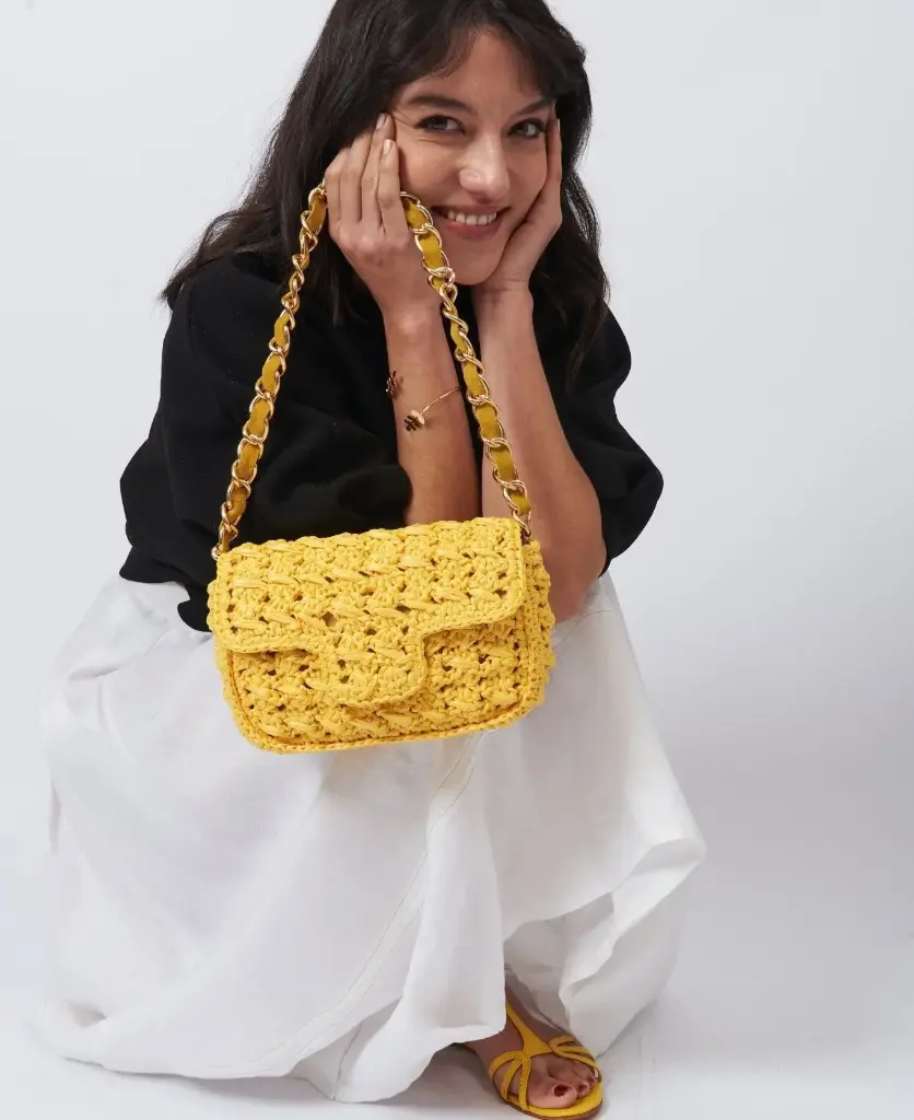 Event BIDINIS LUCREZIA RAFFIA CROCHET YELLOW