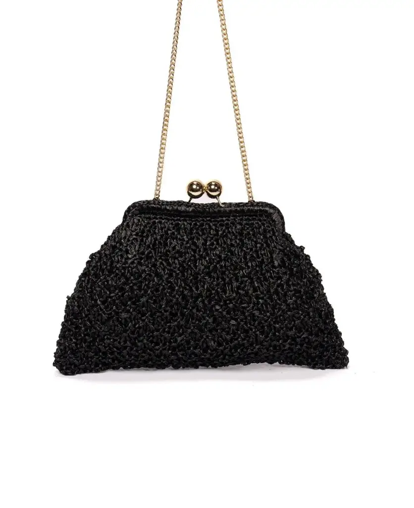 Event BIDINIS MARGHERITA CROCHET RAFFIA BLACK