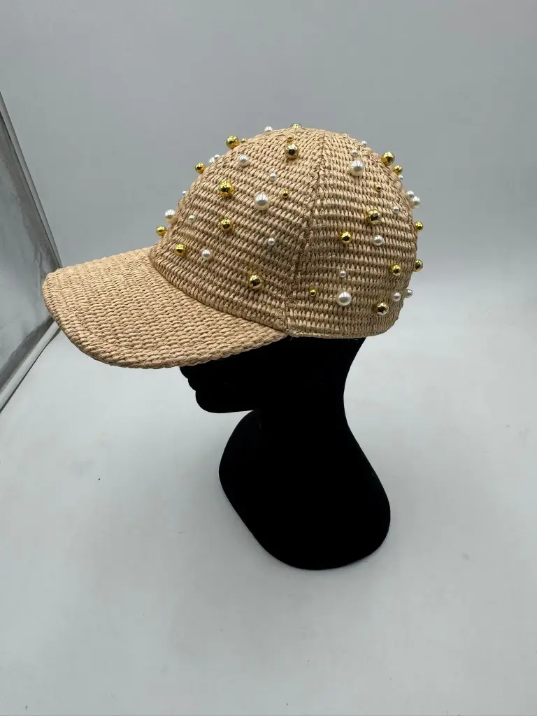 Event BIDINIS baseball cap with embroidery raffia natural