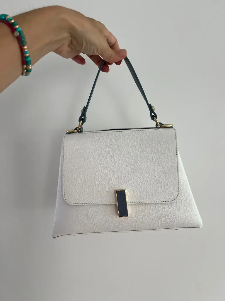 Event BIDINIS ELENA SMALL PEBBLE BICOLOURED LEATHER WHITE/DUCK BLUE