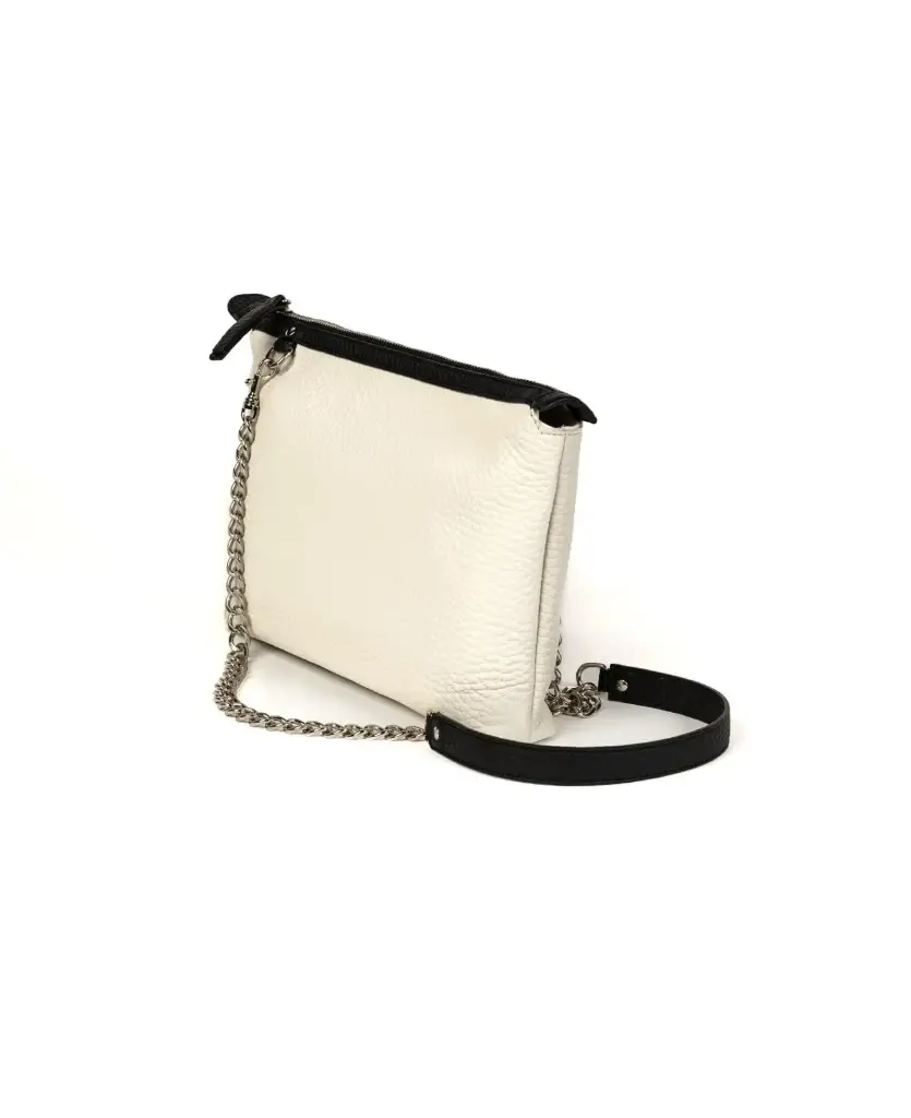 Event BIDINIS CROSSBODY PEBBLE BICOLOURED LEATHER WHITE/BLACK