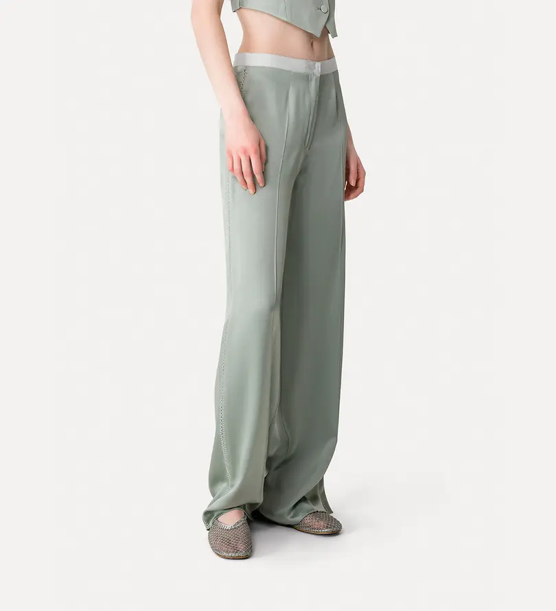 FORTE FORTE - Embroidered trousers in satin