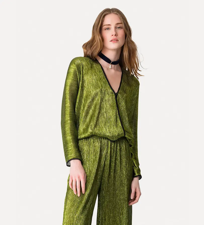 FORTE FORTE - kimono shirt in froissé lamé
