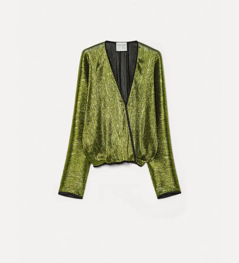 FORTE FORTE - kimono shirt in froissé lamé