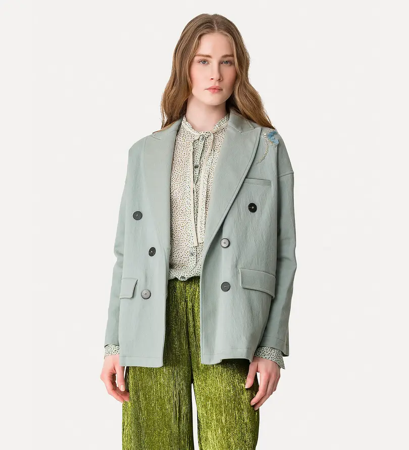 FORTE FORTE - doubled–breasted embroidered blazer in cotton and viscose