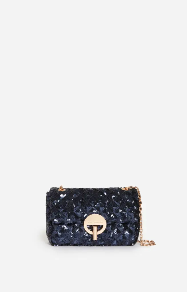 [25H 2HVE51-V40533] Medium Moon Bag in Sequins Navy - VANESSA BRUNO 
