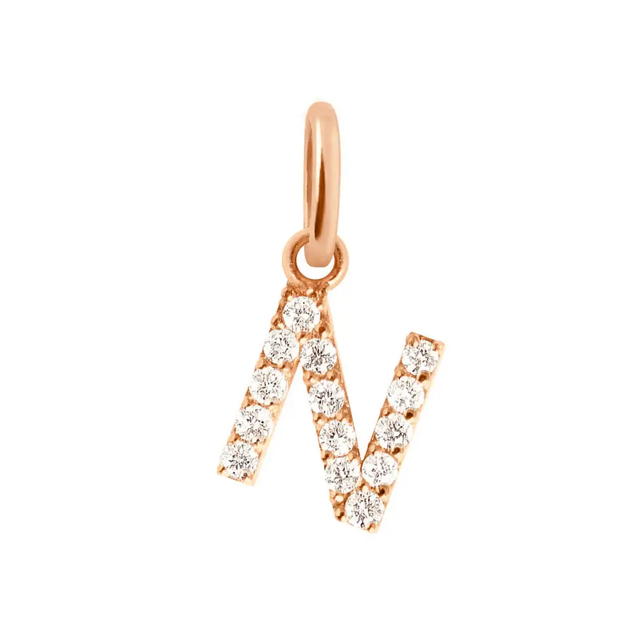 Diamond Lucky Letter N Gigi Supreme,18cts Rose Gold - GIGI CLOZEAU 
