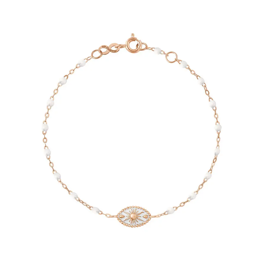 [B3KM001R0117XX] Karma WHITE Bracelet 17cm, 18ct Rose Gold - GIGI CLOZEAU